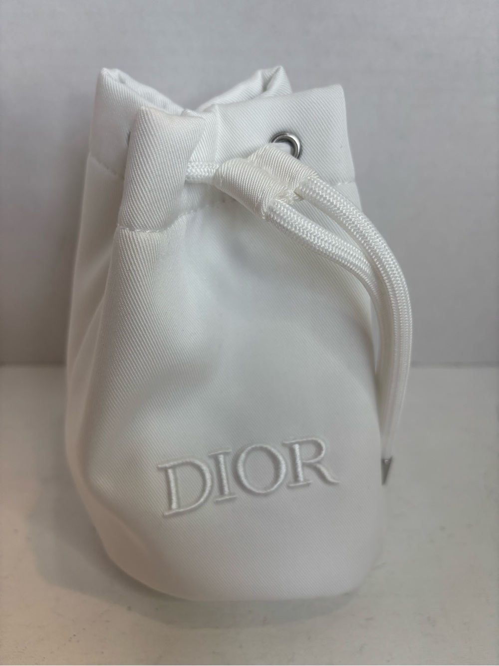 Dior Beauty White Makeup Bag Pouch Drawstring Bucket